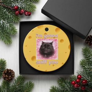 I'm Gonna Sniff You Ceramic Ornament Funny Black Cat Brainrot Meme TS14 1pc Yellow Cheese Print Your Wear