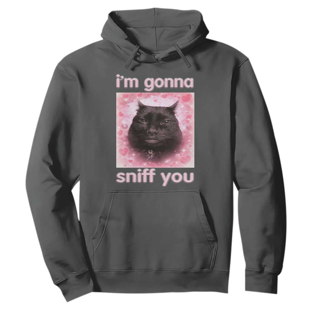 I'm Gonna Sniff You Hoodie Funny Black Cat Brainrot Meme TS14 Dark Heather Print Your Wear
