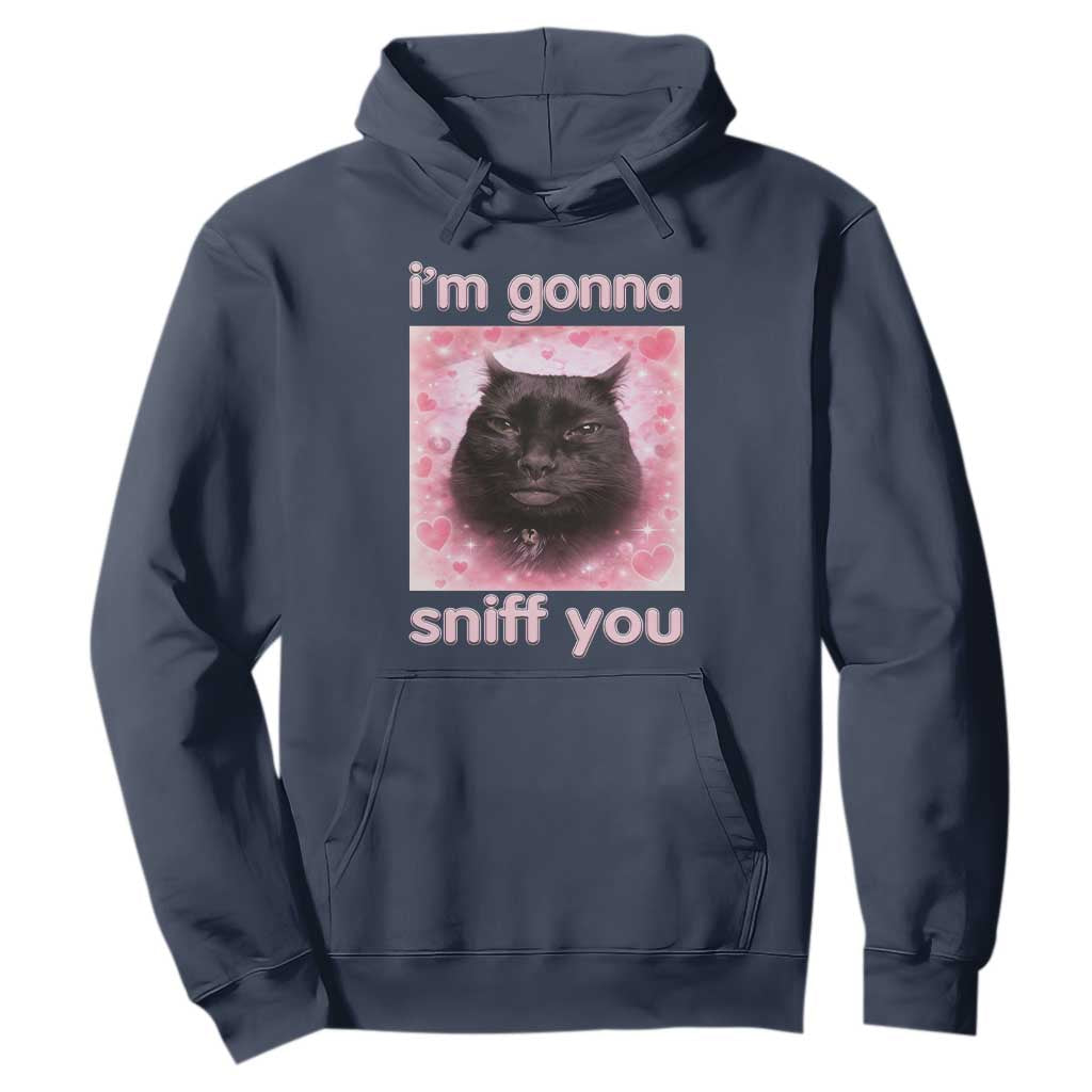 I'm Gonna Sniff You Hoodie Funny Black Cat Brainrot Meme TS14 Navy Print Your Wear