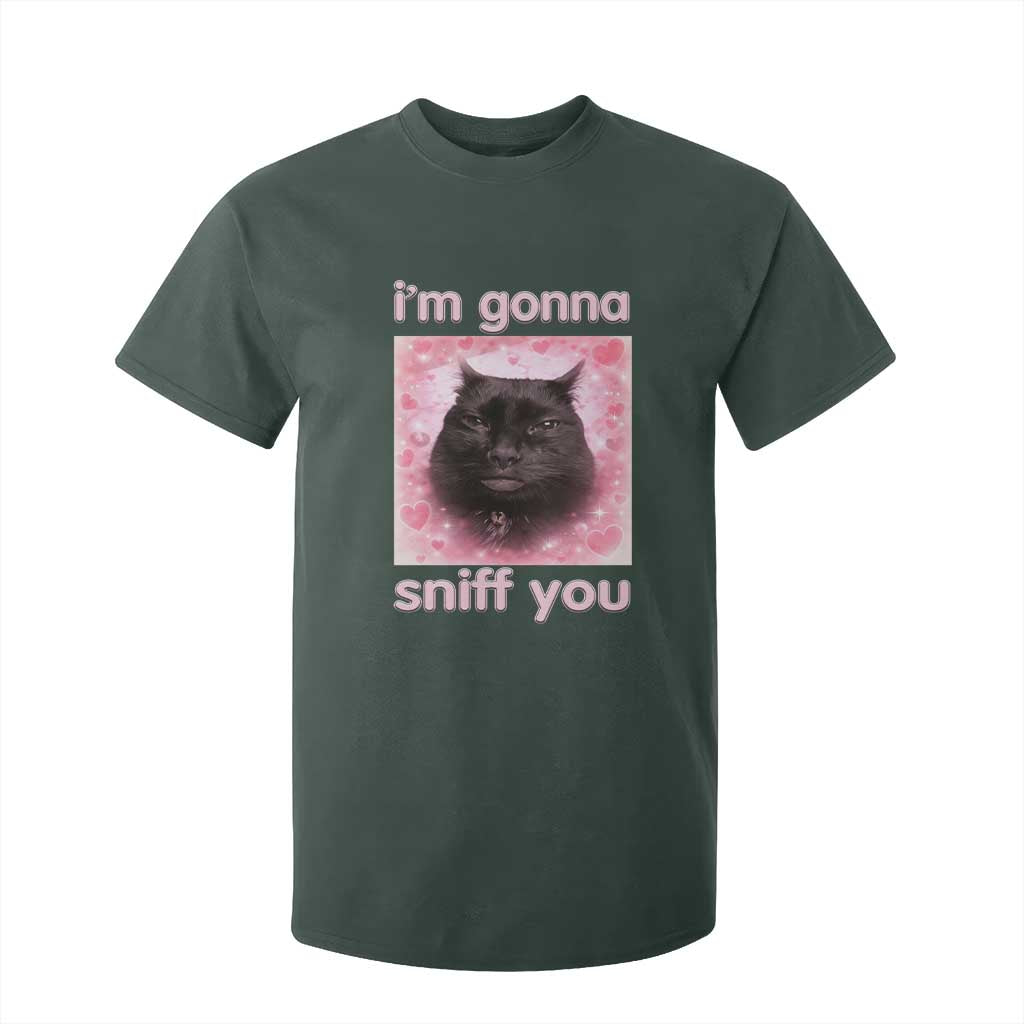 I'm Gonna Sniff You T Shirt For Kid Funny Black Cat Brainrot Meme TS14 Dark Forest Green Print Your Wear