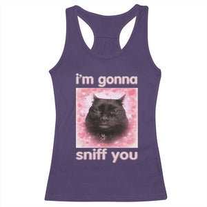 I'm Gonna Sniff You Racerback Tank Top Funny Black Cat Brainrot Meme TS14 Purple Print Your Wear