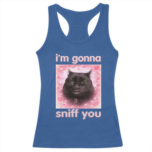 I'm Gonna Sniff You Racerback Tank Top Funny Black Cat Brainrot Meme TS14 Royal Blue Print Your Wear