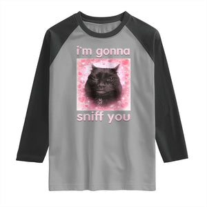 I'm Gonna Sniff You Raglan Shirt Funny Black Cat Brainrot Meme TS14 Sport Gray Black Print Your Wear