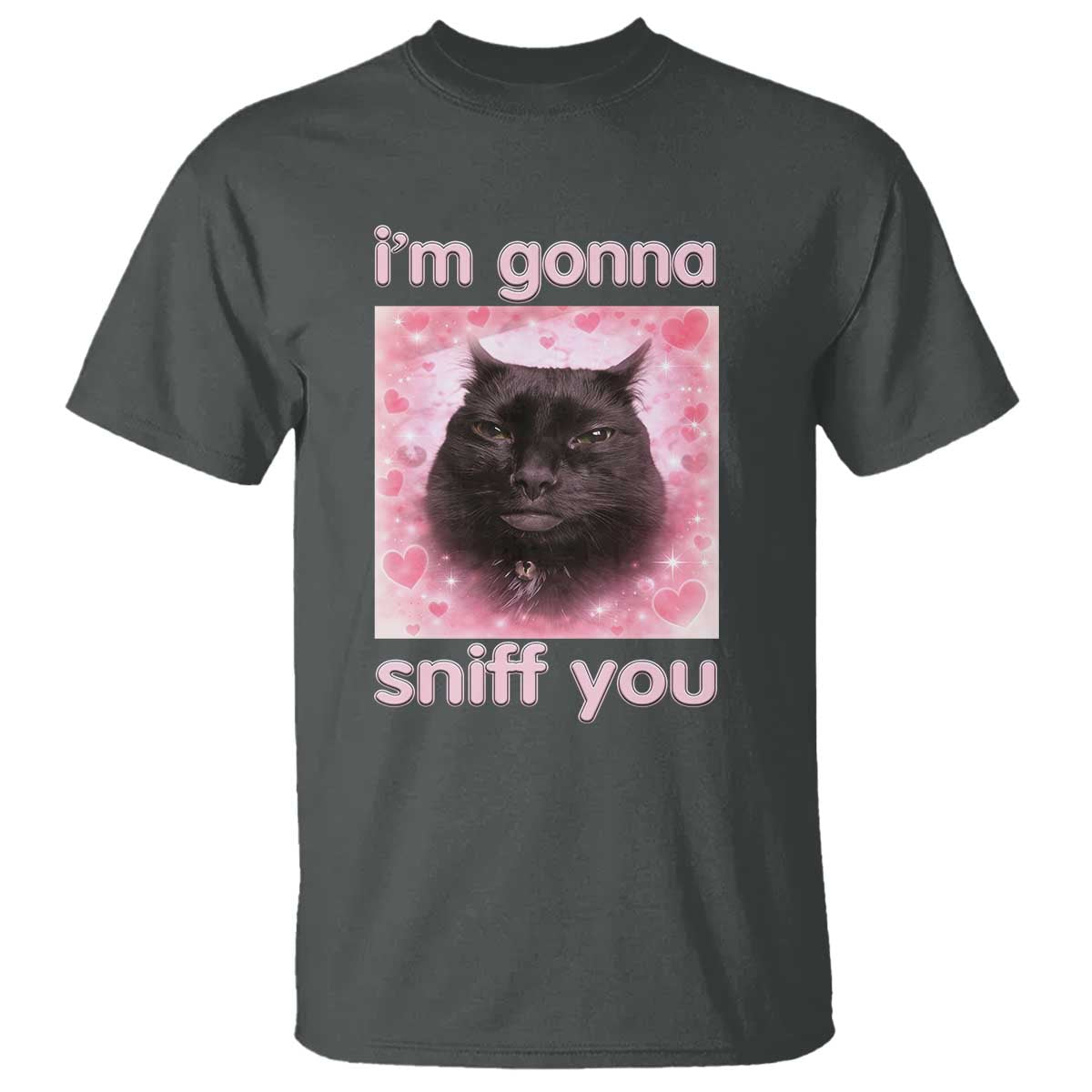 I'm Gonna Sniff You T Shirt Funny Black Cat Brainrot Meme TS14 Dark Heather Print Your Wear