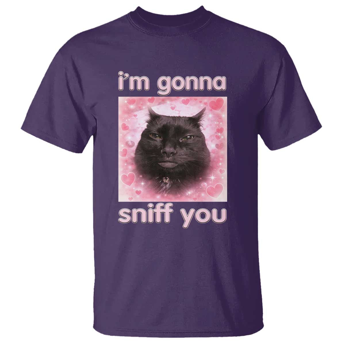 I'm Gonna Sniff You T Shirt Funny Black Cat Brainrot Meme TS14 Purple Print Your Wear