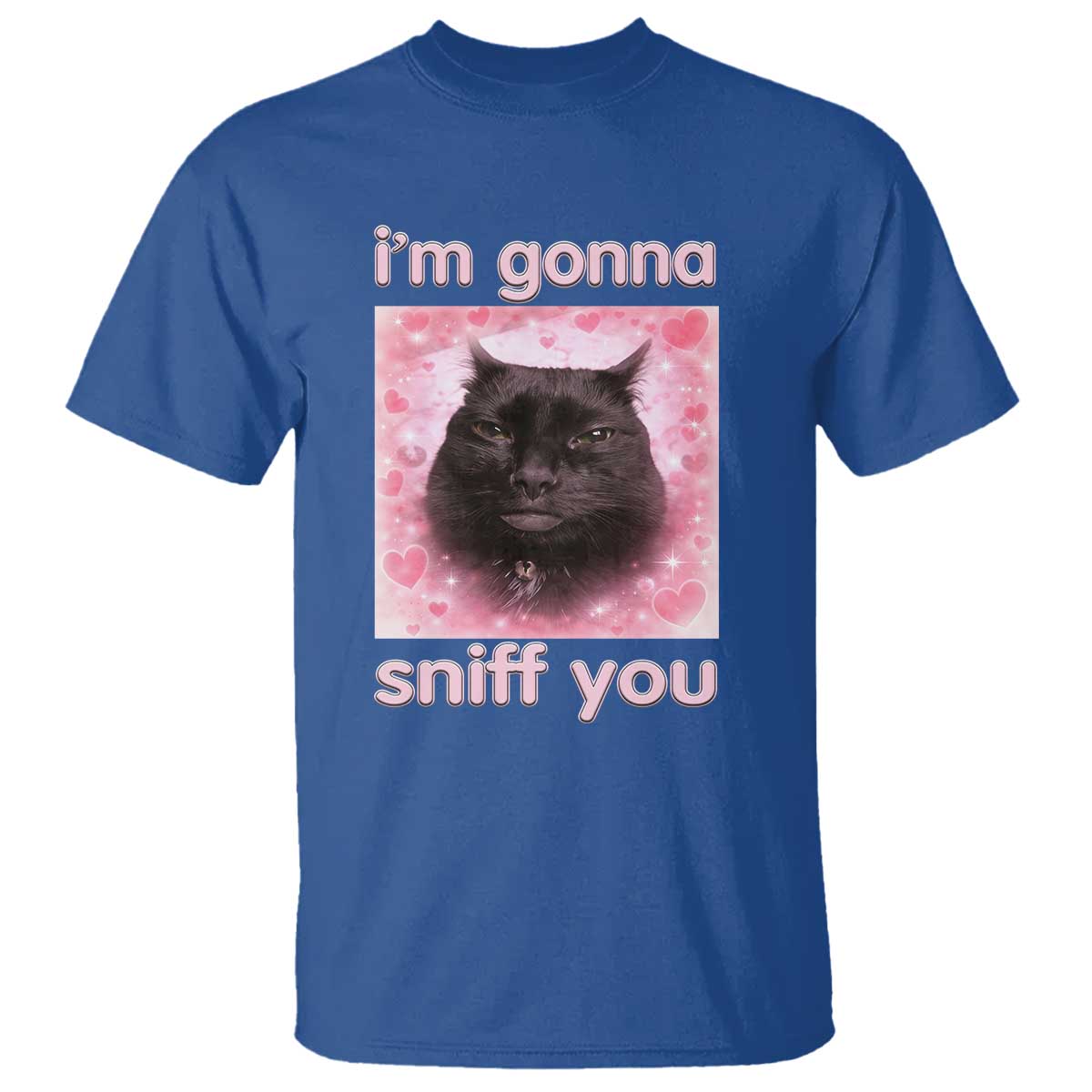 I'm Gonna Sniff You T Shirt Funny Black Cat Brainrot Meme TS14 Royal Blue Print Your Wear