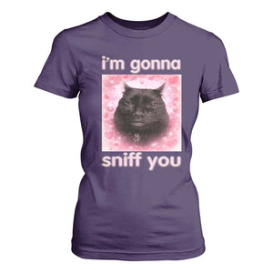 I'm Gonna Sniff You T Shirt For Women Funny Black Cat Brainrot Meme TS14 Purple Print Your Wear