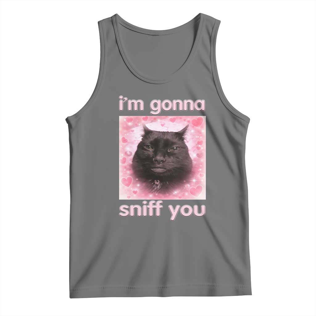 I'm Gonna Sniff You Tank Top Funny Black Cat Brainrot Meme TS14 Black Heather Print Your Wear