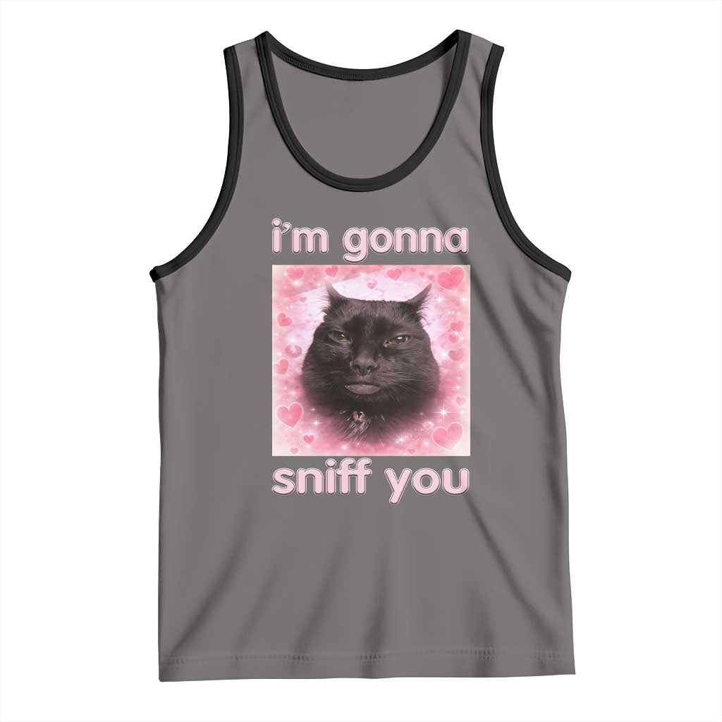 I'm Gonna Sniff You Tank Top Funny Black Cat Brainrot Meme TS14 Deep Heather Black Print Your Wear