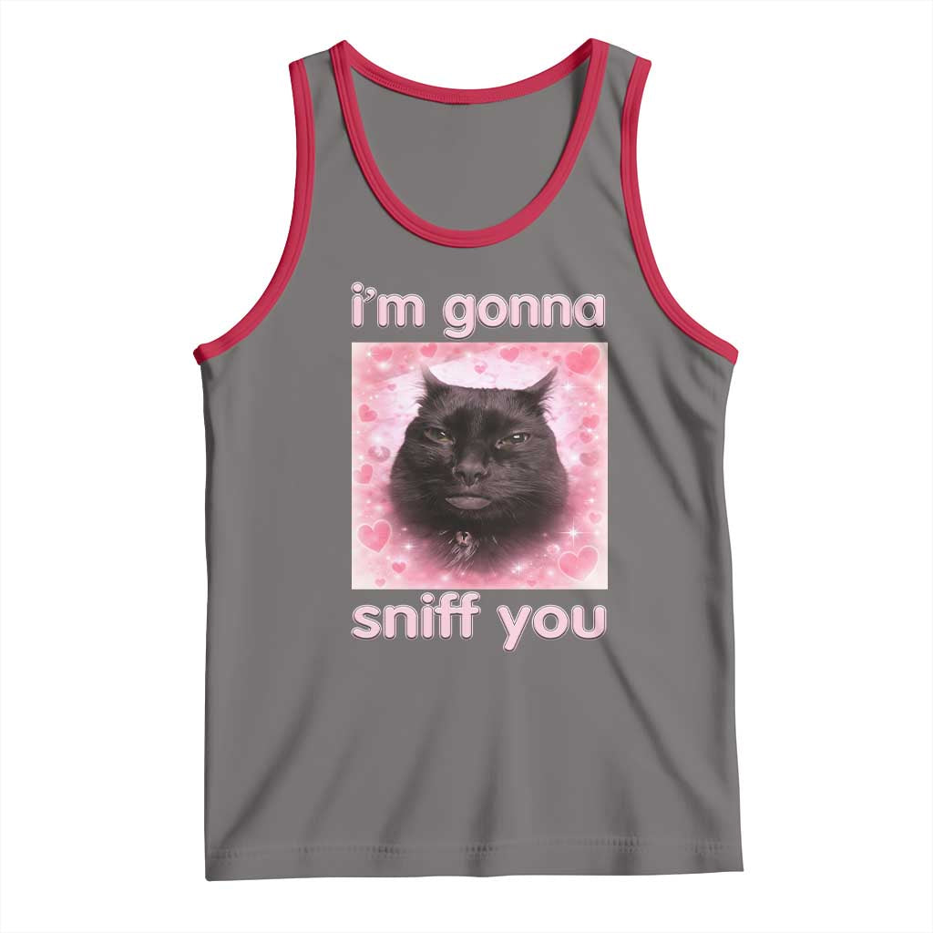 I'm Gonna Sniff You Tank Top Funny Black Cat Brainrot Meme TS14 Deep Heather Red Print Your Wear