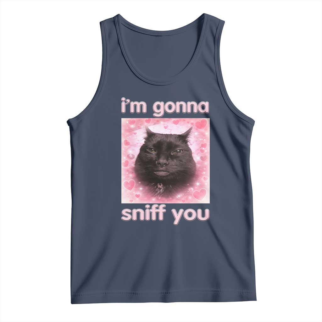 I'm Gonna Sniff You Tank Top Funny Black Cat Brainrot Meme TS14 Navy Print Your Wear