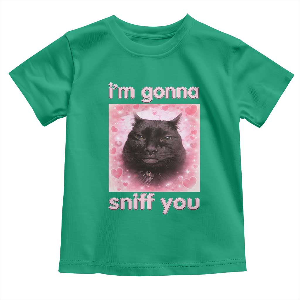 I'm Gonna Sniff You Toddler T Shirt Funny Black Cat Brainrot Meme TS14 Irish Green Print Your Wear