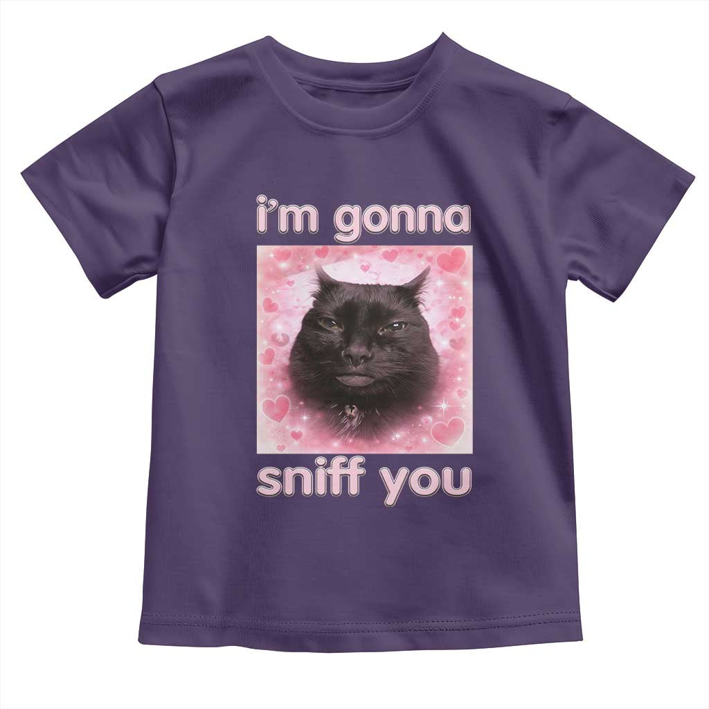 I'm Gonna Sniff You Toddler T Shirt Funny Black Cat Brainrot Meme TS14 Purple Print Your Wear