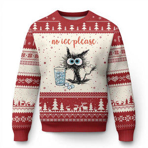 No Ice Please Ugly Christmas Sweater Funny Black Cat Sarcastic Abolish ICE Meme TS14 Beige Red Print Your Wear