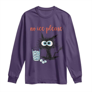 No Ice Please Long Sleeve Shirt Funny Black Cat Sarcastic Abolish ICE Meme TS14 Purple Print Your Wear
