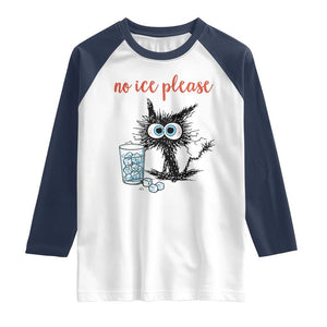 No Ice Please Raglan Shirt Funny Black Cat Sarcastic Abolish ICE Meme TS14 White Navy Print Your Wear