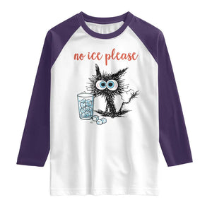No Ice Please Raglan Shirt Funny Black Cat Sarcastic Abolish ICE Meme TS14 White Purple Print Your Wear