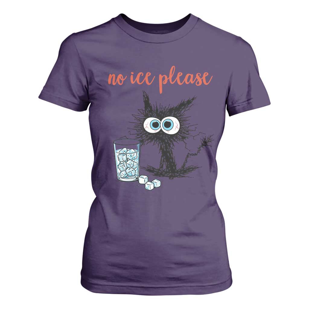 No Ice Please T Shirt For Women Funny Black Cat Sarcastic Abolish ICE Meme TS14 Purple Print Your Wear