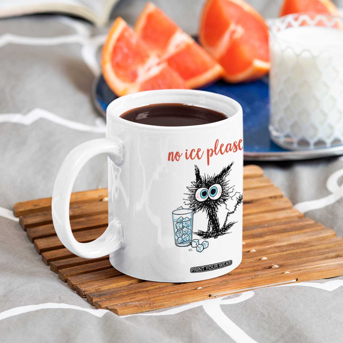 No Ice Please Coffee Mug Funny Black Cat Sarcastic Abolish ICE Meme TS14 Print Your Wear