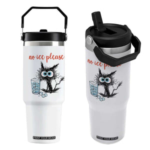 No Ice Please Flip Straw Tumbler Funny Black Cat Sarcastic Abolish ICE Meme TS14 One Size: 30 oz White Print Your Wear