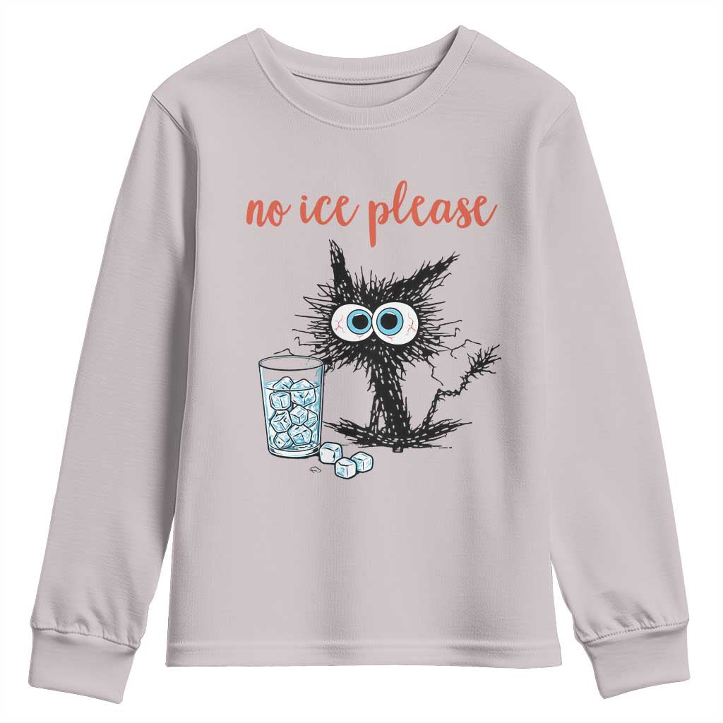 No Ice Please Youth Sweatshirt Funny Black Cat Sarcastic Abolish ICE Meme TS14 Ice Gray Print Your Wear
