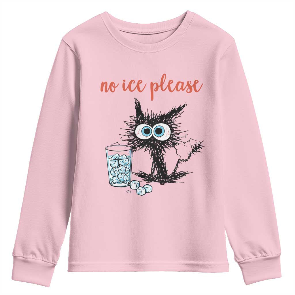 No Ice Please Youth Sweatshirt Funny Black Cat Sarcastic Abolish ICE Meme TS14 Light Pink Print Your Wear