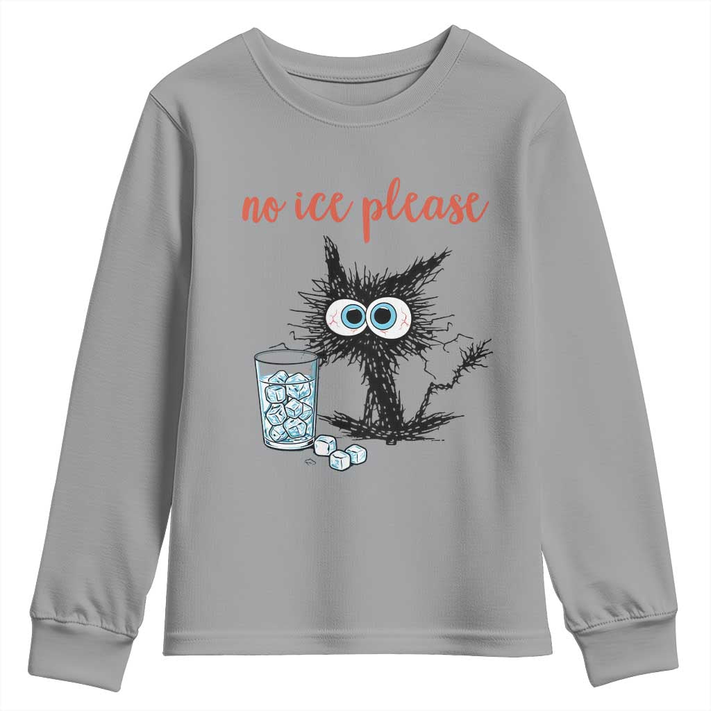No Ice Please Youth Sweatshirt Funny Black Cat Sarcastic Abolish ICE Meme TS14 Sport Gray Print Your Wear