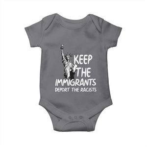 Keep The Immigrants Deport The Racists Baby Onesie Statue Of Liberty Anti Racism TS14 Charcoal Print Your Wear