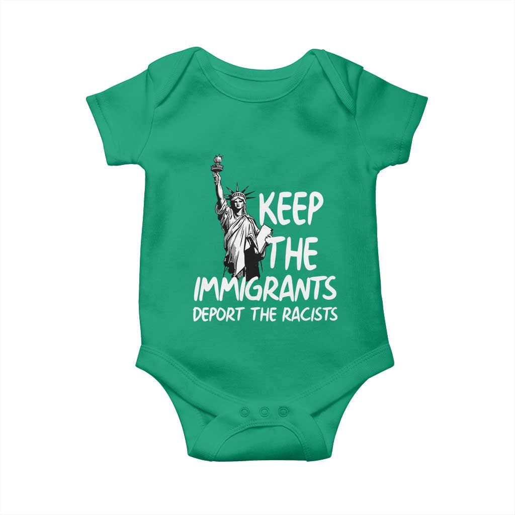 Keep The Immigrants Deport The Racists Baby Onesie Statue Of Liberty Anti Racism TS14 Irish Green Print Your Wear