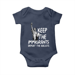Keep The Immigrants Deport The Racists Baby Onesie Statue Of Liberty Anti Racism TS14 Navy Print Your Wear