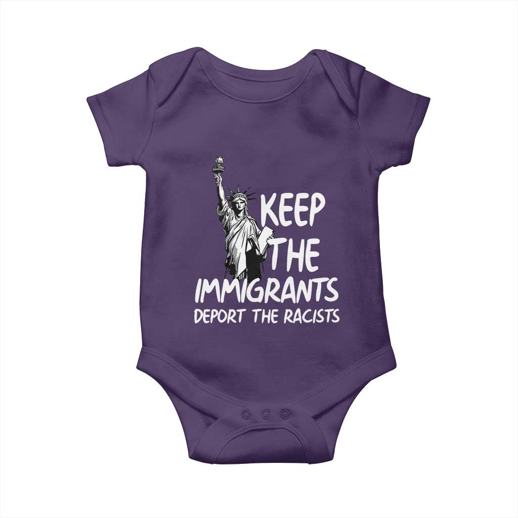 Keep The Immigrants Deport The Racists Baby Onesie Statue Of Liberty Anti Racism TS14 Purple Print Your Wear