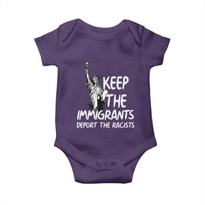 Keep The Immigrants Deport The Racists Baby Onesie Statue Of Liberty Anti Racism TS14 Purple Print Your Wear