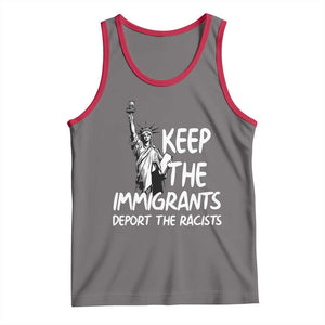 Keep The Immigrants Deport The Racists Tank Top Statue Of Liberty Anti Racism TS14 Deep Heather Red Print Your Wear