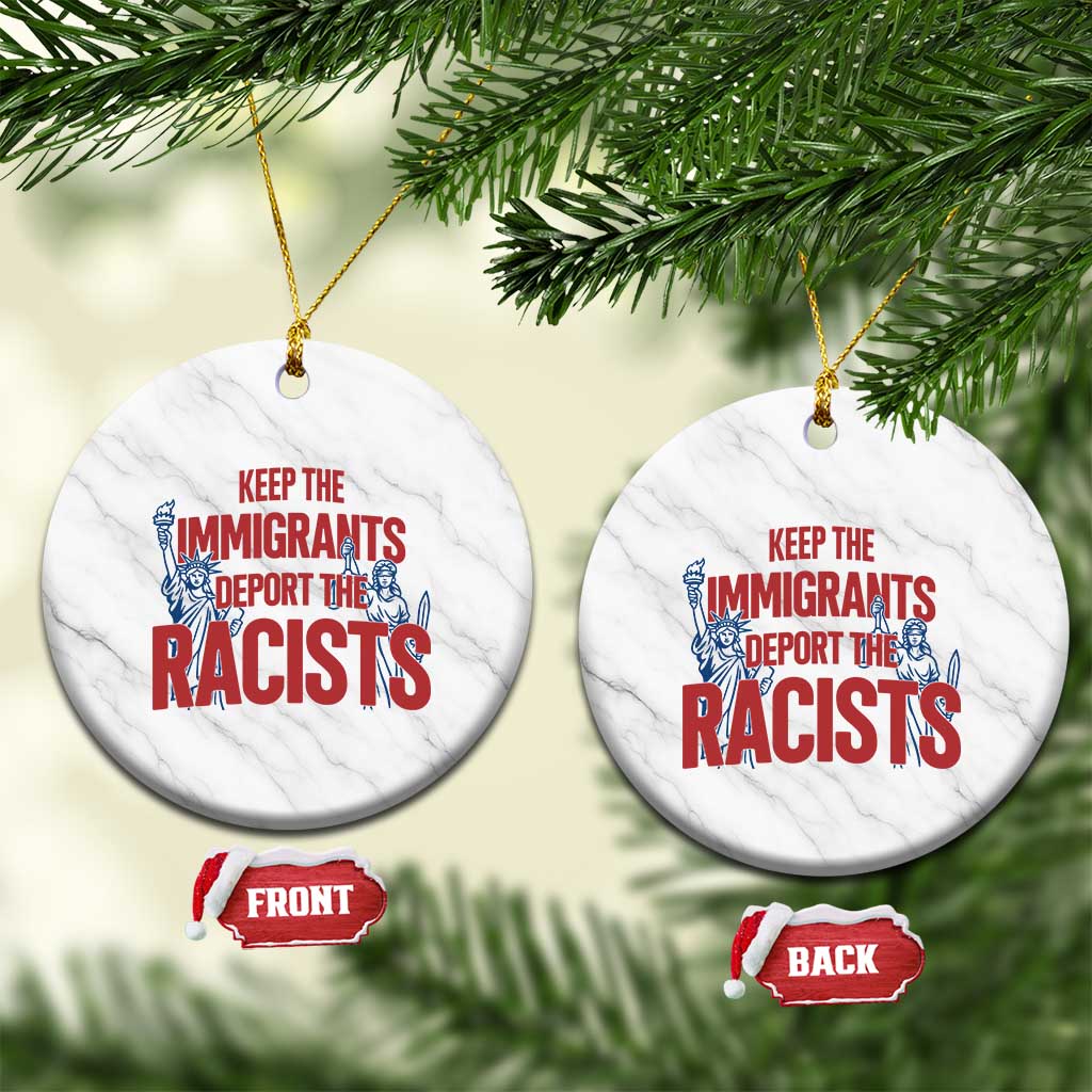 Keep The Immigrants Deport The Racists Ceramic Ornament Statue Of Liberty Anti Racism Political Statement TS14 1pc White Marble Print Your Wear
