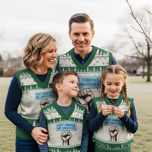 Fight Ignorance Not Immigrants V-Neck Knit Sweater Vest Antiracist Human Rights Political Protest Anti ICE TS14 Beige Green Print Your Wear