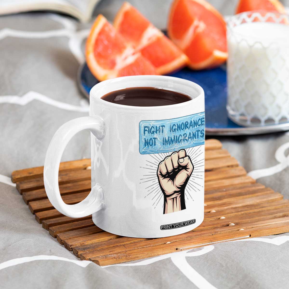 Fight Ignorance Not Immigrants Coffee Mug Antiracist Human Rights Political Protest Anti ICE TS14 Print Your Wear