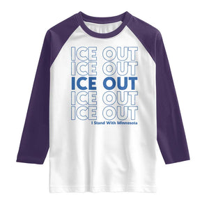 ICE Out Raglan Shirt I Stand With Minnesota Minneapolis Anti ICE TS14 White Purple Print Your Wear