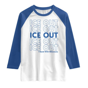 ICE Out Raglan Shirt I Stand With Minnesota Minneapolis Anti ICE TS14 White Royal Print Your Wear