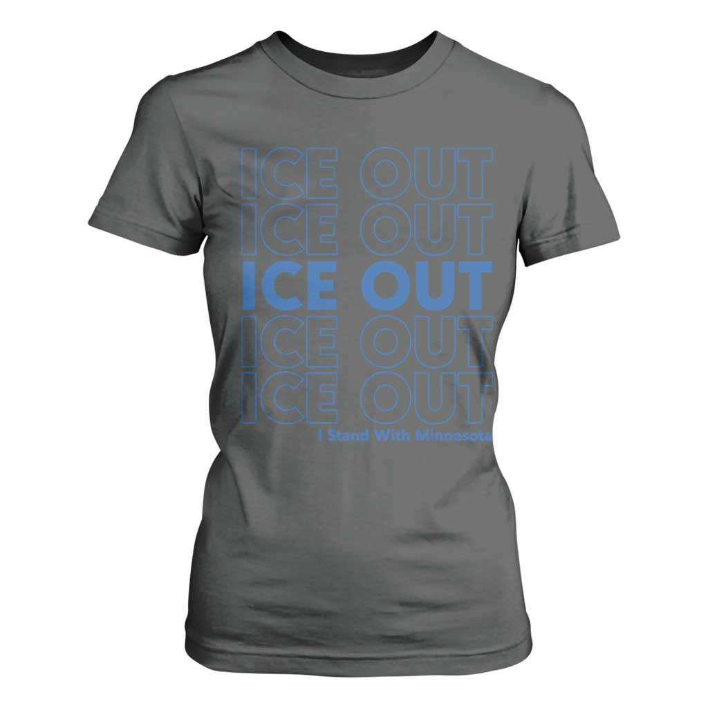 ICE Out T Shirt For Women I Stand With Minnesota Minneapolis Anti ICE TS14 Dark Heather Print Your Wear