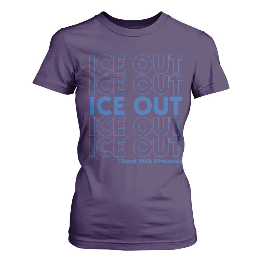 ICE Out T Shirt For Women I Stand With Minnesota Minneapolis Anti ICE TS14 Purple Print Your Wear