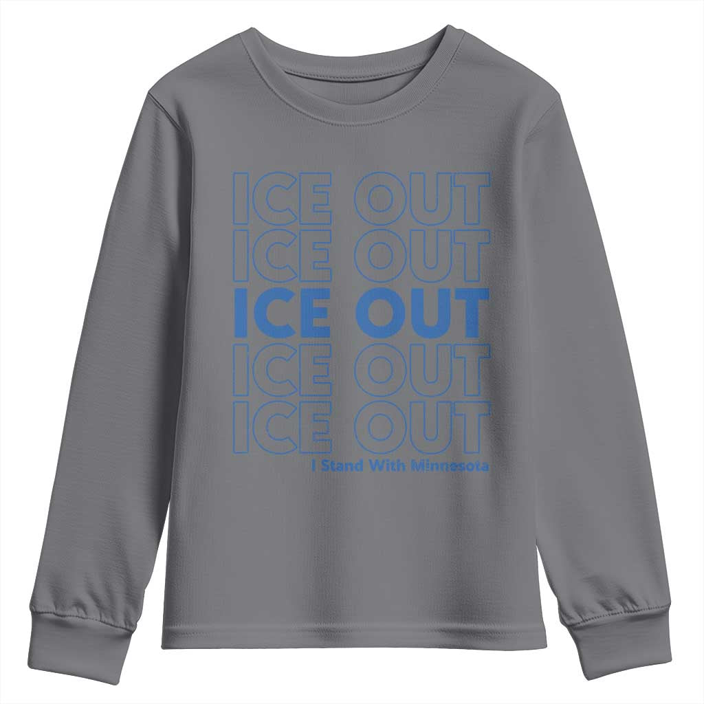 ICE Out Youth Sweatshirt I Stand With Minnesota Minneapolis Anti ICE TS14 Charcoal Print Your Wear