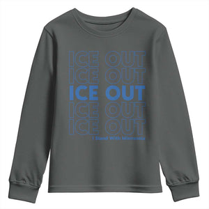 ICE Out Youth Sweatshirt I Stand With Minnesota Minneapolis Anti ICE TS14 Dark Heather Print Your Wear