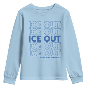 ICE Out Youth Sweatshirt I Stand With Minnesota Minneapolis Anti ICE TS14 Light Blue Print Your Wear