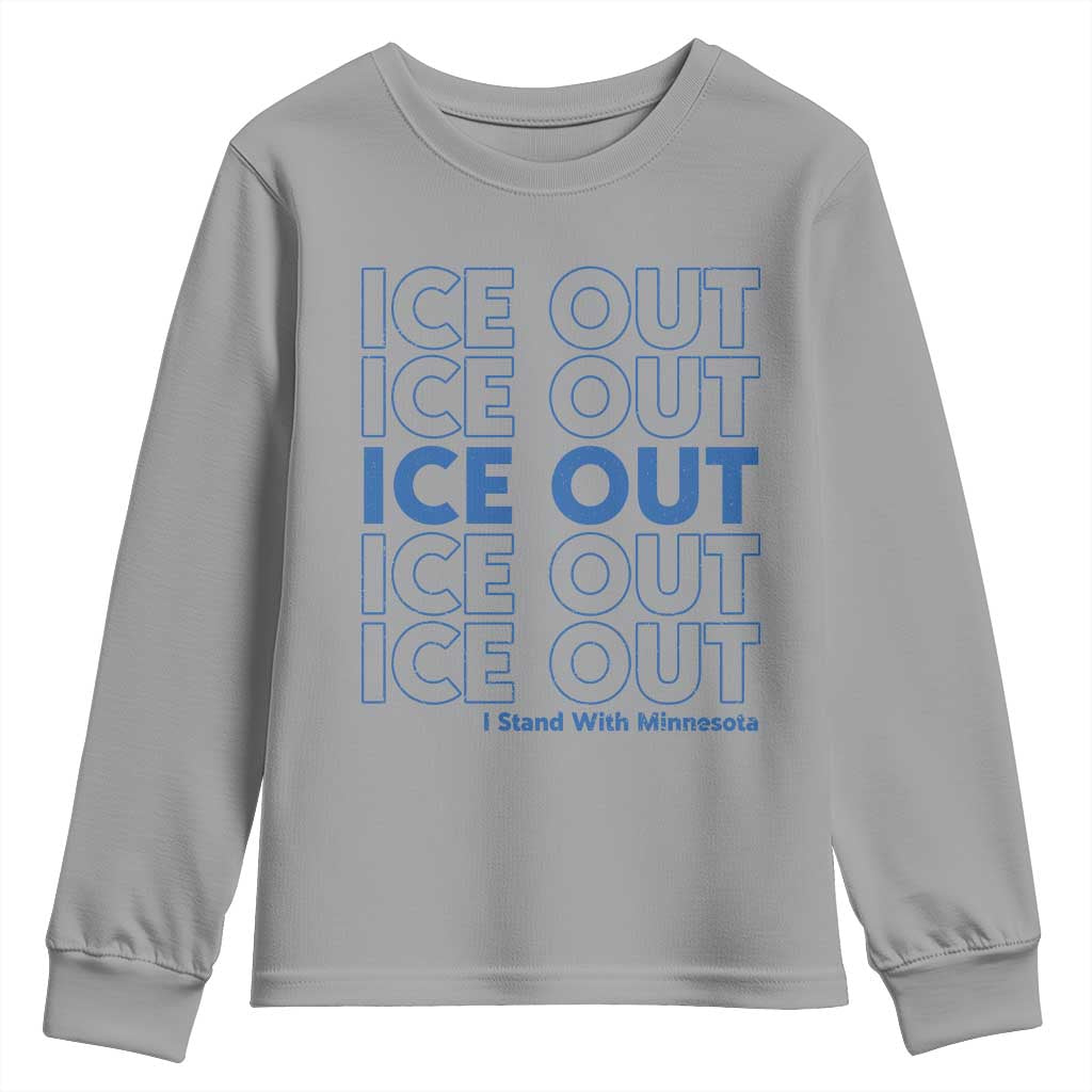 ICE Out Youth Sweatshirt I Stand With Minnesota Minneapolis Anti ICE TS14 Sport Gray Print Your Wear