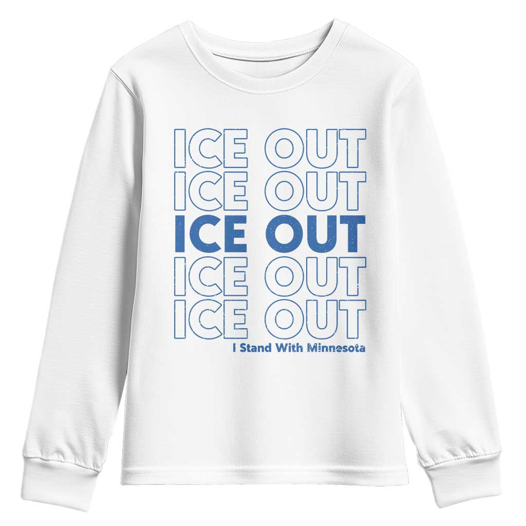 ICE Out Youth Sweatshirt I Stand With Minnesota Minneapolis Anti ICE TS14 White Print Your Wear