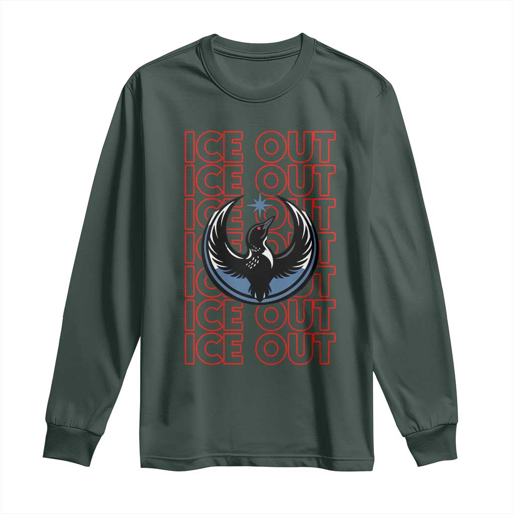 ICE Out Long Sleeve Shirt Minneapolis Resist Anti ICE Immigration Protest TS14 Dark Forest Green Print Your Wear