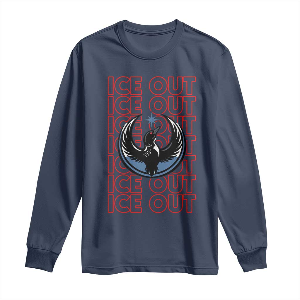 ICE Out Long Sleeve Shirt Minneapolis Resist Anti ICE Immigration Protest TS14 Navy Print Your Wear