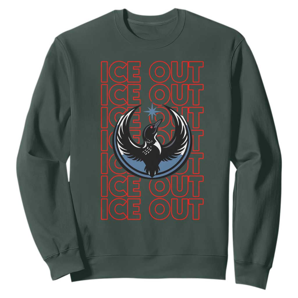 ICE Out Sweatshirt Minneapolis Resist Anti ICE Immigration Protest TS14 Dark Forest Green Print Your Wear
