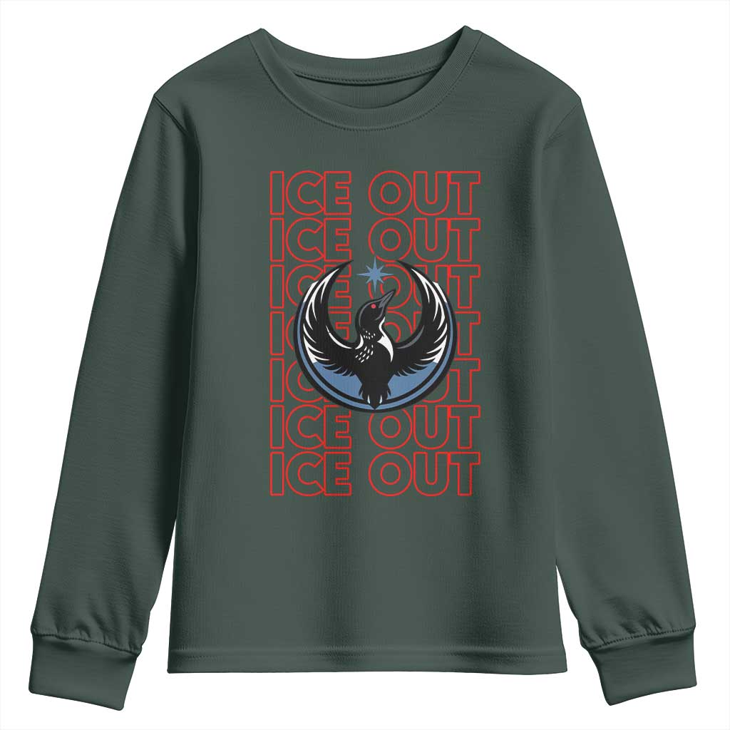 ICE Out Youth Sweatshirt Minneapolis Resist Anti ICE Immigration Protest TS14 Dark Forest Green Print Your Wear