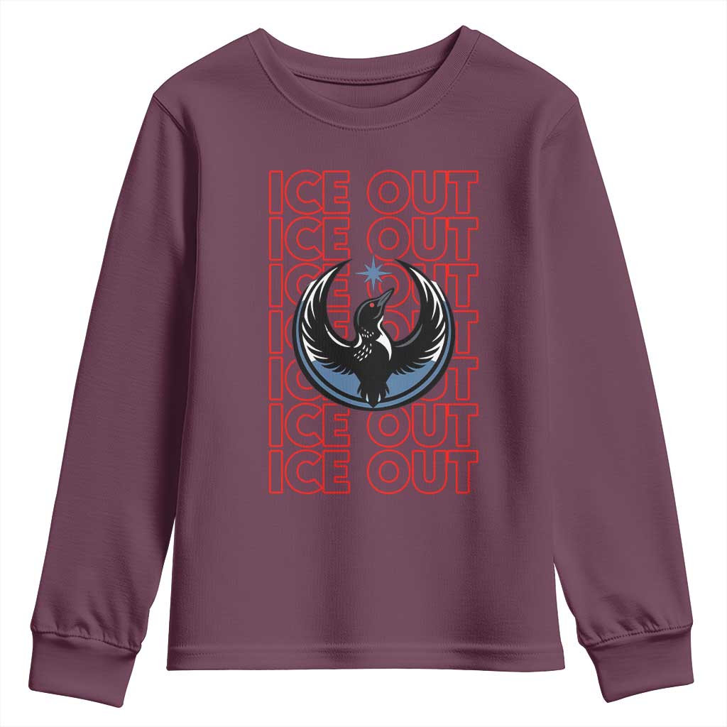 ICE Out Youth Sweatshirt Minneapolis Resist Anti ICE Immigration Protest TS14 Maroon Print Your Wear